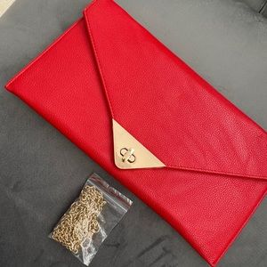 Red leather envelope clutch